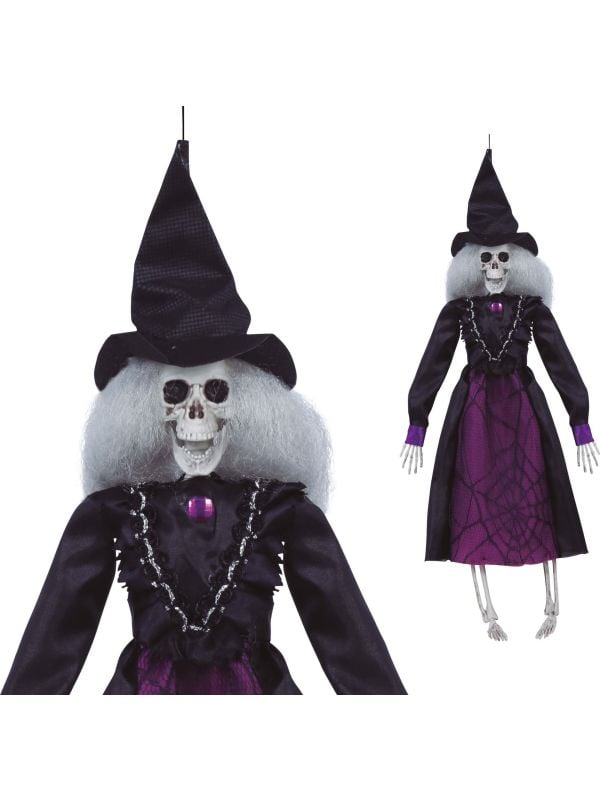 Hangdecoratie heksen skelet halloween 40 cm