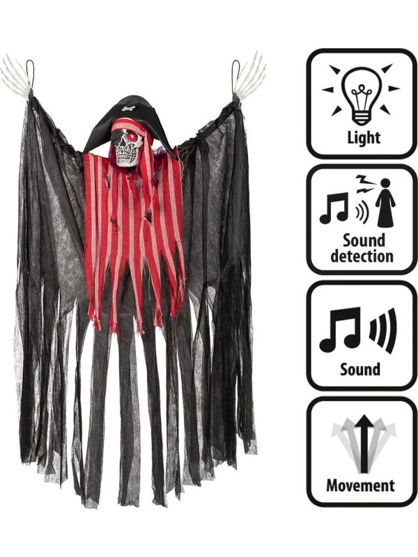 Hangdecoratie Lachende Piraat licht, geluid en beweging halloween