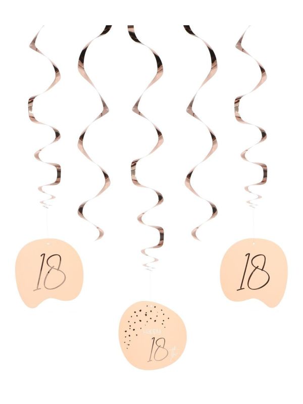 Hangdecoratie lush blush 18 jaar 5 stuks