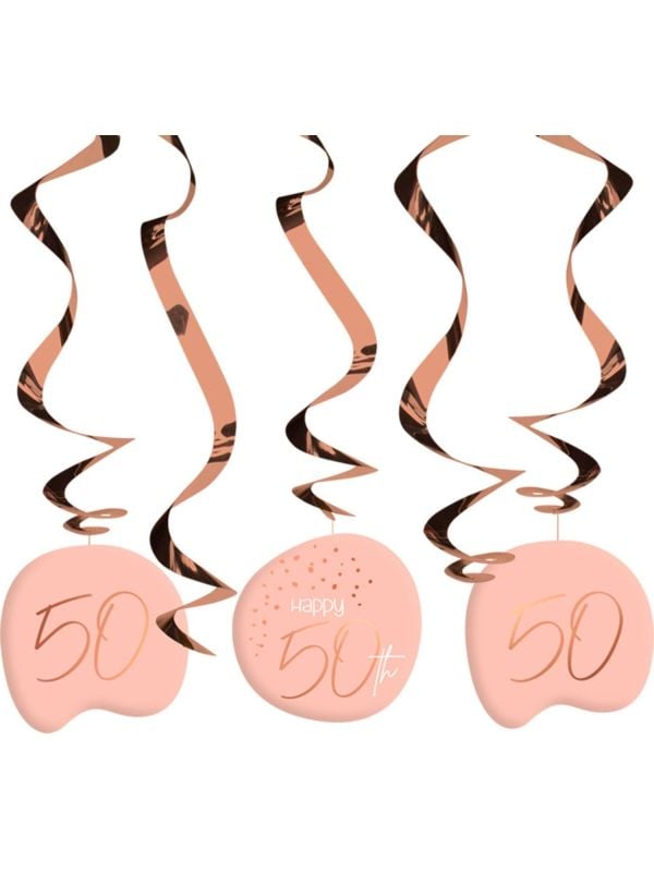 Hangdecoratie lush blush 50 jaar 5 stuks