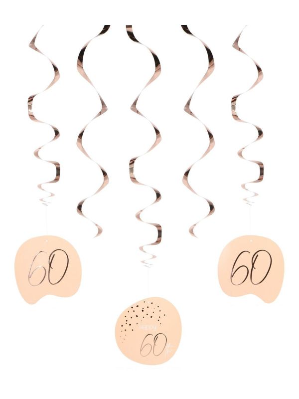 Hangdecoratie lush blush 60 jaar 5 stuks