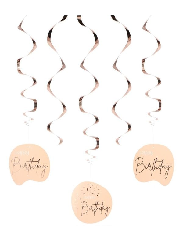 Hangdecoratie lush blush verjaardag 5 stuks