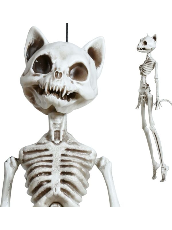 Hangdecoratie skelet kat 37 cm halloween