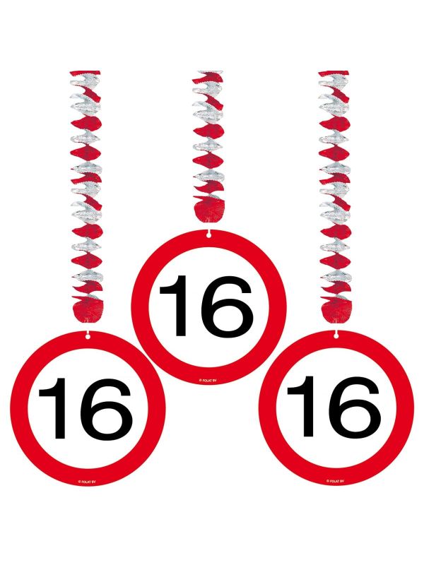 Hangdecoratie verkeersbord 16 jaar