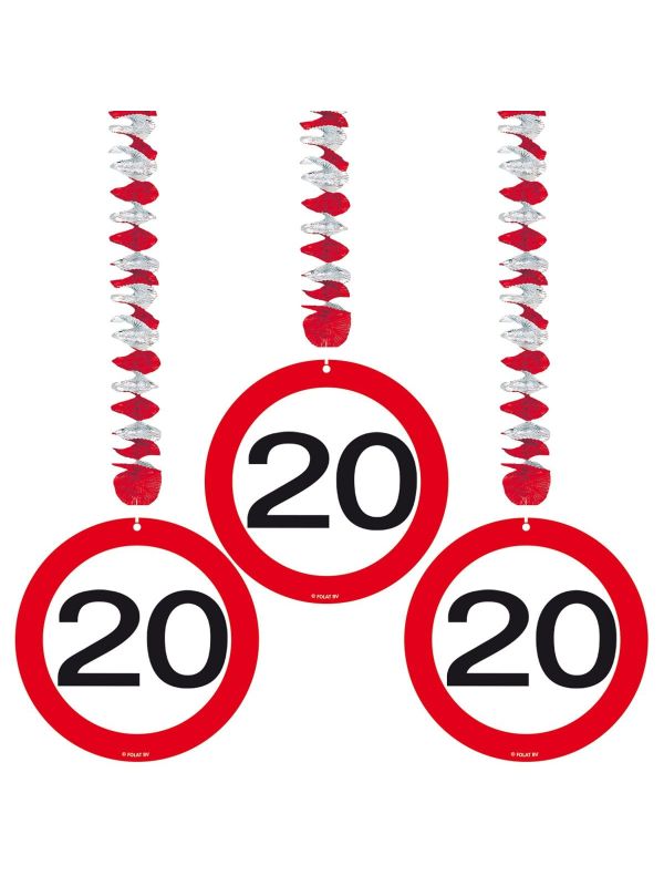 Hangdecoratie verkeersbord 20 jaar