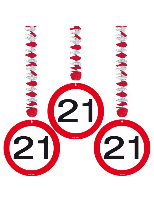 Hangdecoratie verkeersbord 21 jaar