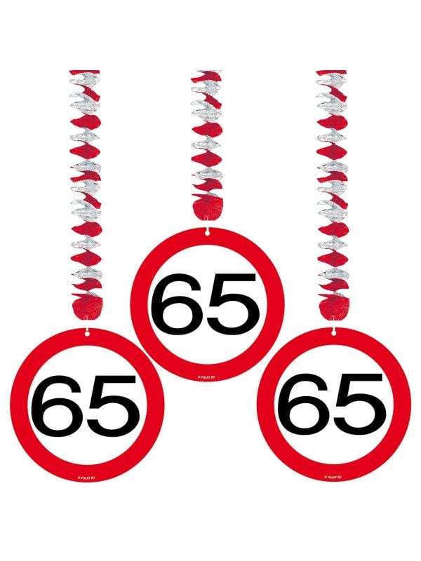 Hangdecoratie verkeersbord 65 jaar