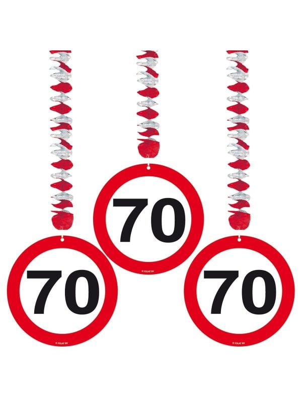 Hangdecoratie verkeersbord 70 jaar
