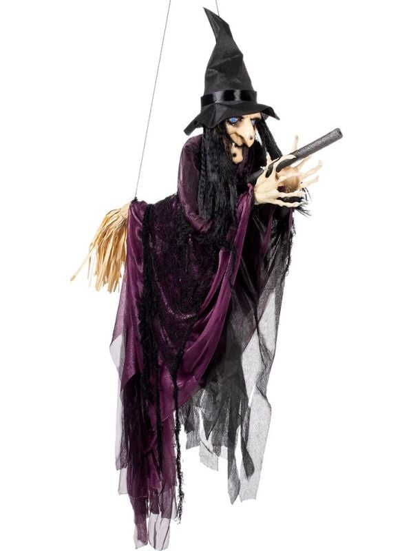 Hangdecoratie vliegende heks halloween
