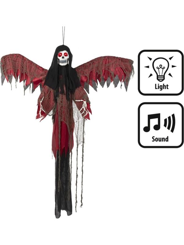Hangdecoratie Vliegende Rode Reaper Licht & Geluid Halloween
