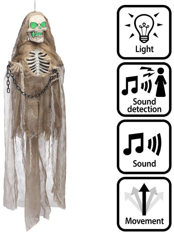 Hangend Geraamte Pop Halloween Licht Geluid Beweging