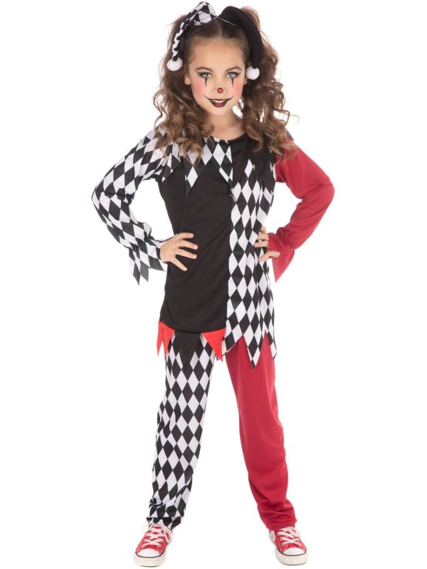 Harlekijn Outfit Meisjes Zwart Rood