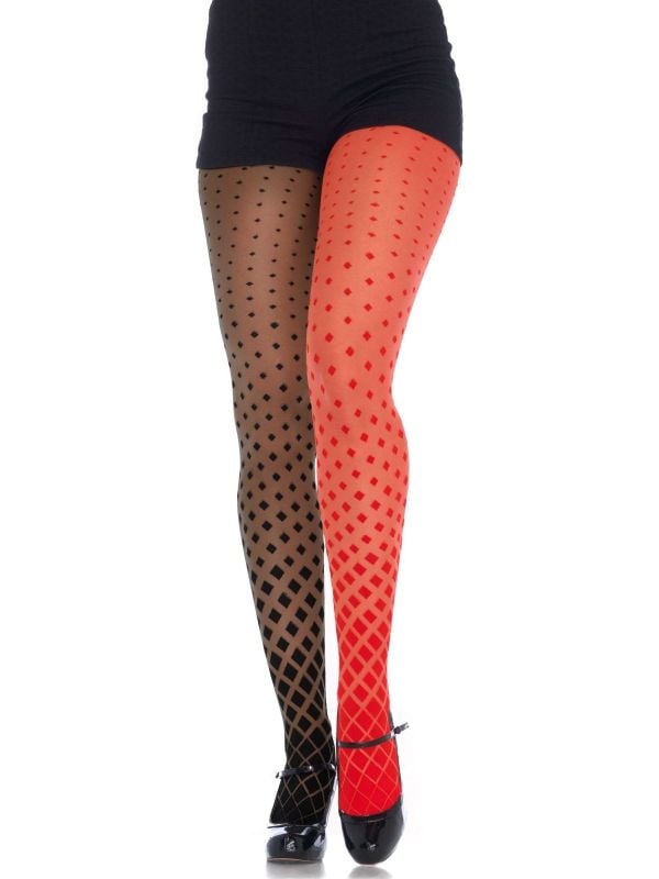 Harlekijn panty rood zwart main product photo