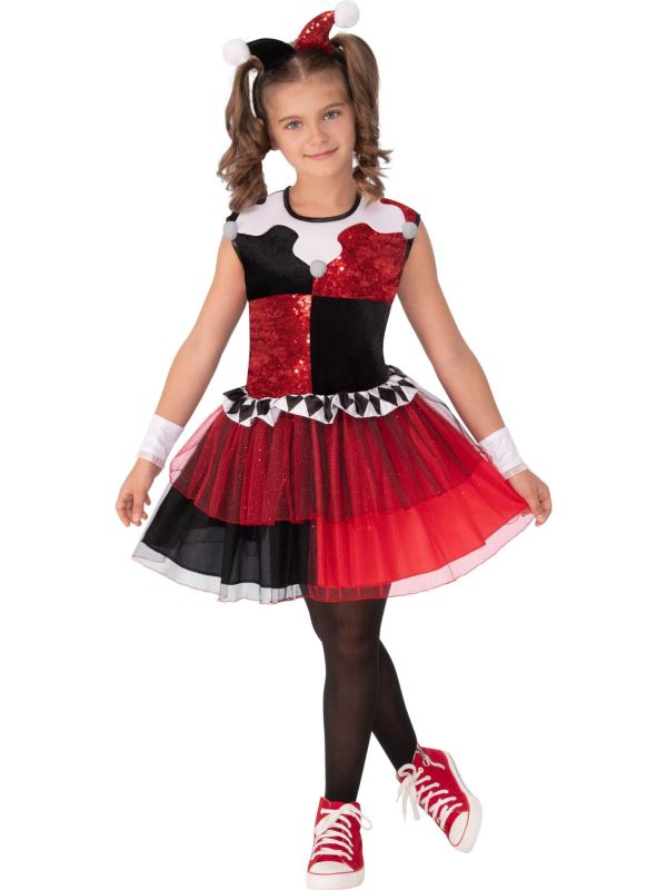 Harley Quinn Outfit Meisjes Rood Zwart