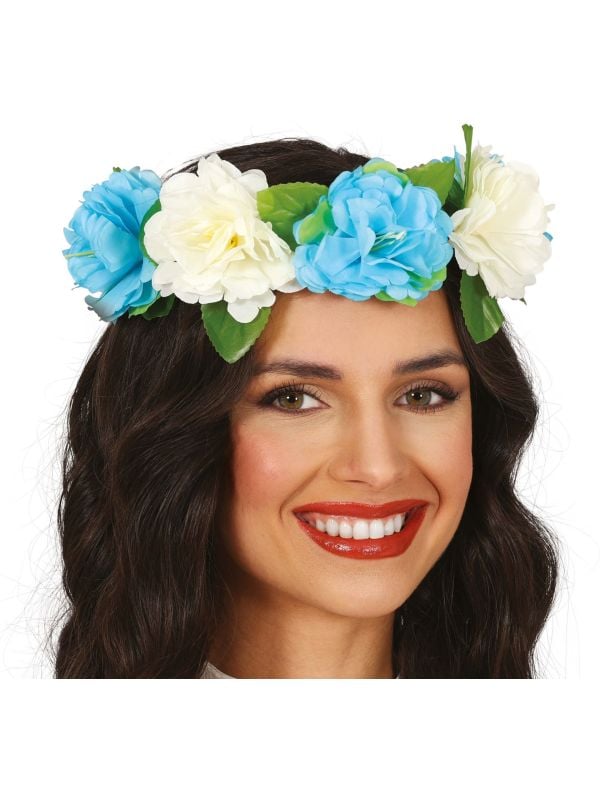 Hawaiiaanse Bloemenkroon Blauw Wit main product photo