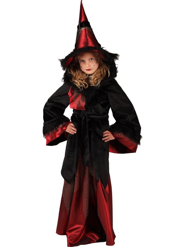 Heks Kostuum Meisjes Zwart Rood Halloween