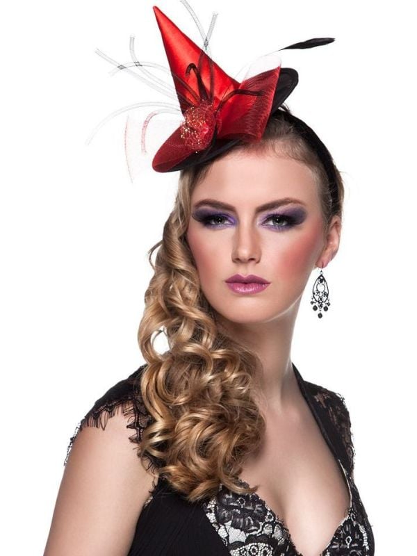 Heks minihoedje tiara rood main product photo