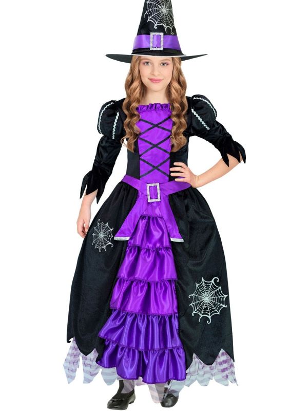 Heksen pak Meisjes Halloween Zwart Paars