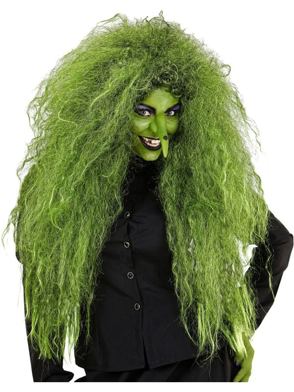 Heksen pruik groen