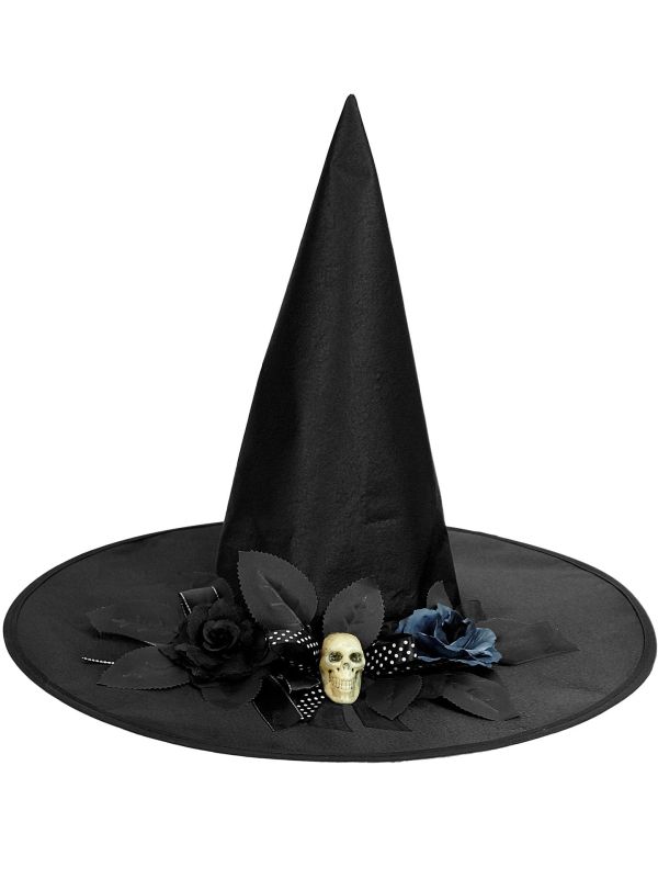 Heksenhoed Zwart met Schedel Vrouwen