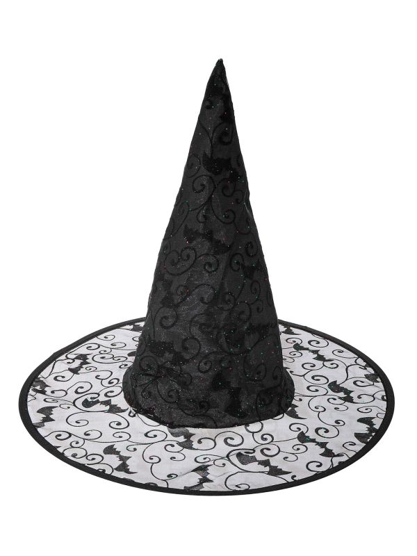 Heksenhoed Zwart met Vleermuizen Dames