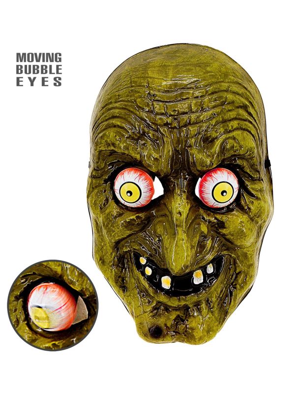 Heksenmasker Groen met Goggly Eyes Dames