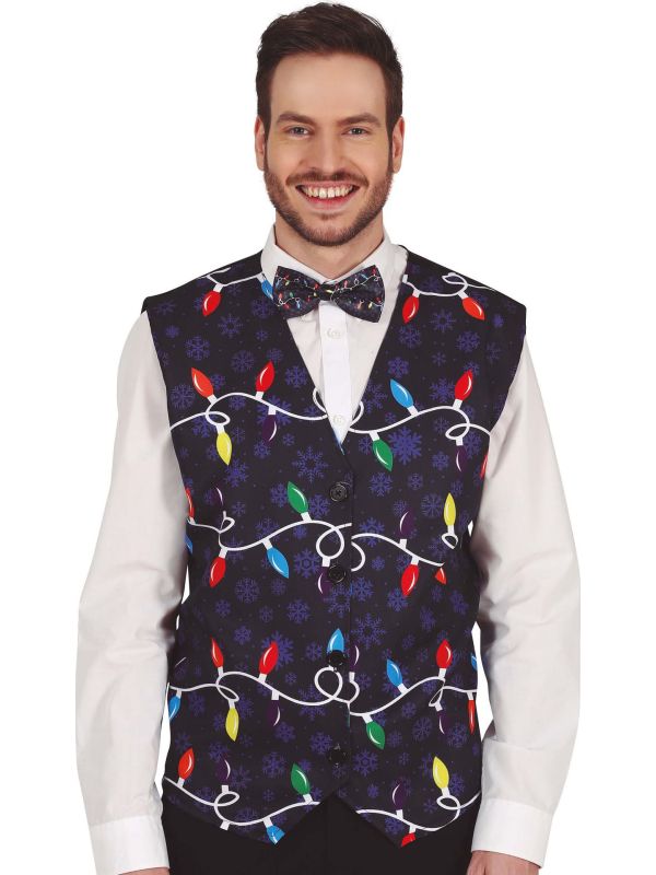 Heren foute kerst gilet met kerstlampjes