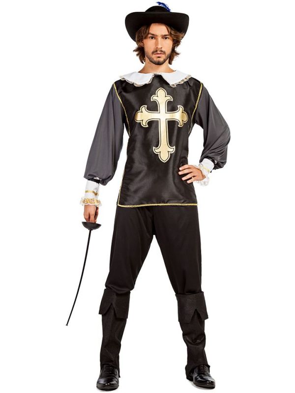 Heren Musketier Outfit Zwart