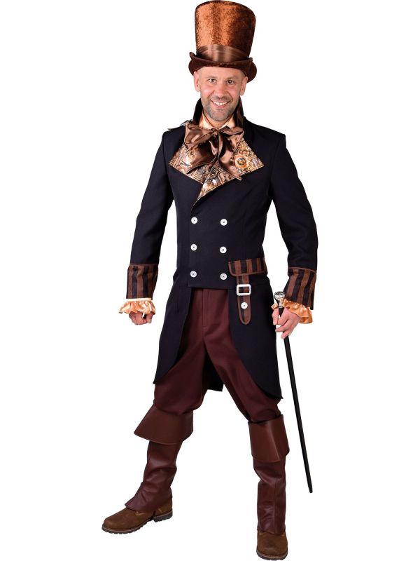 Heren steampunk slipjas zwart main product photo