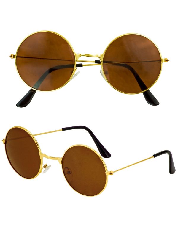 Hippie Bril met Bruine Ronde Glazen Dames Mannen