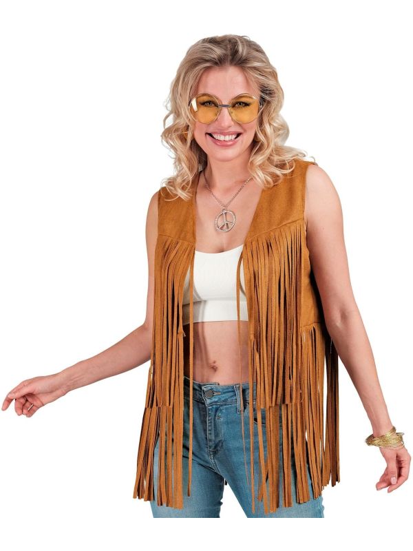 Hippie Gilet Vest Bruin Vrouwen 60s Cowgirl
