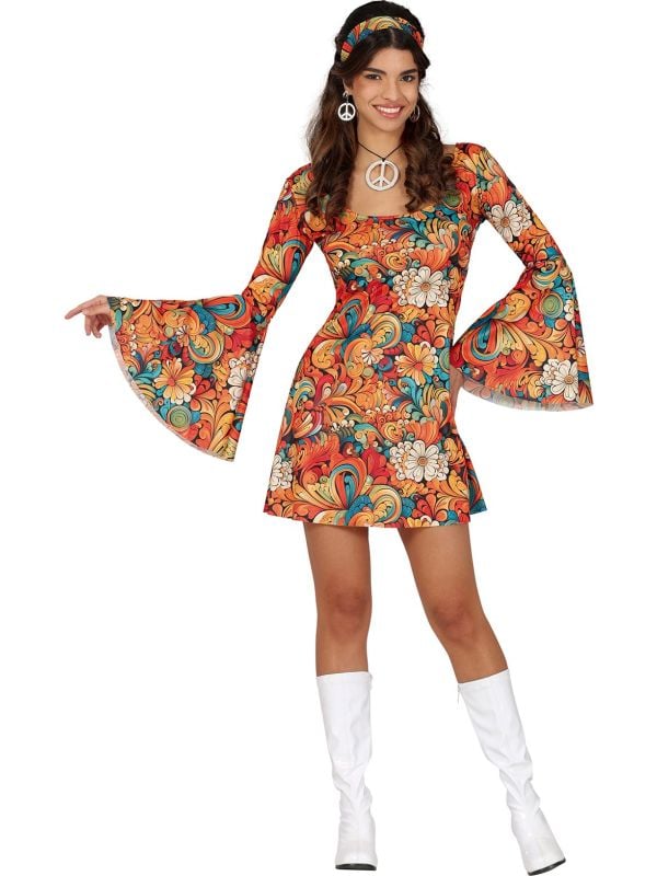 Hippie Jurkje dames multicolor flowers