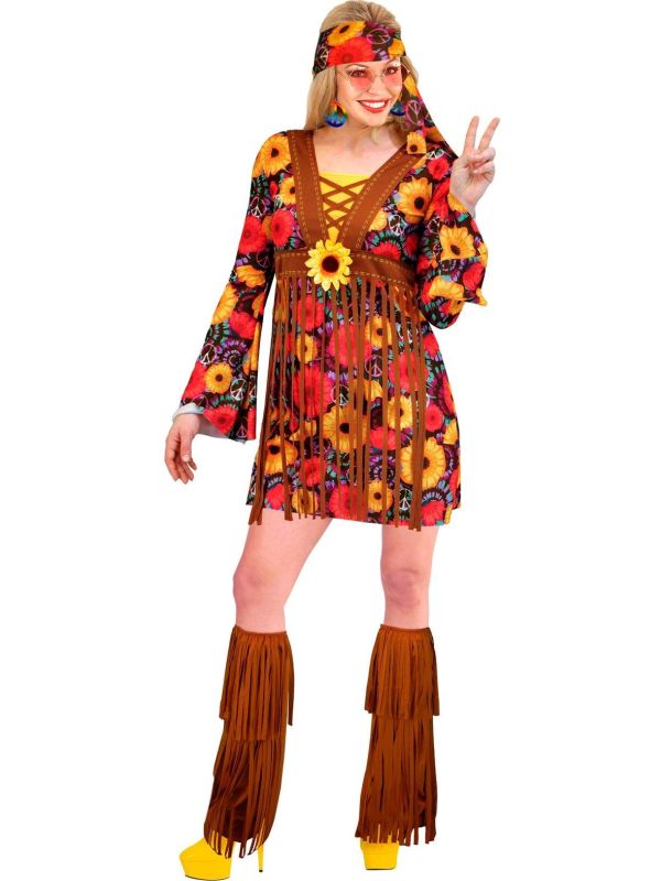 Hippie Jurkje Kort Carnaval Bloemenprint Dames