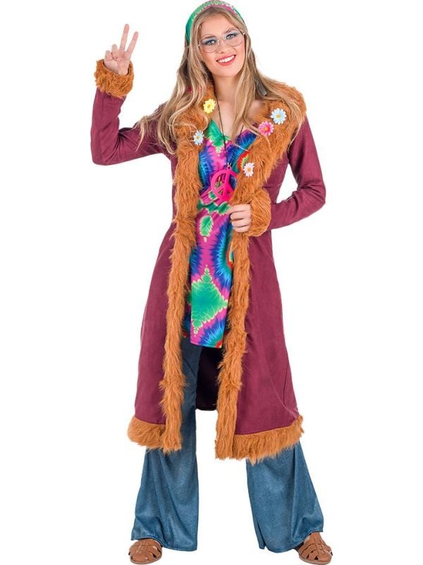 Hippie kostuum dames rood compleet