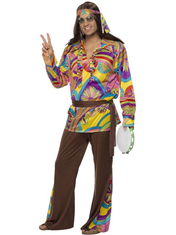 Hippie mannen kostuum multicolor
