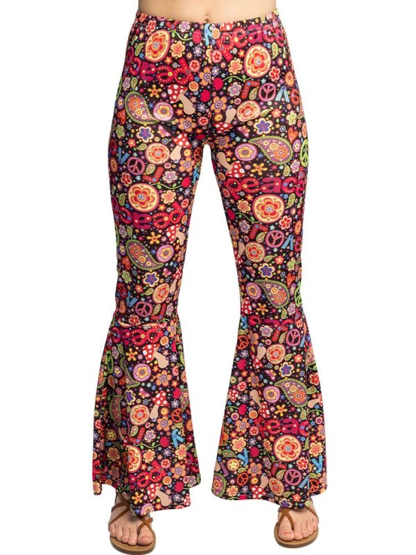 Hippie Retro Bloemen Broek Dames