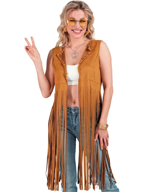 Hippie Vest Bruin Vrouwen 60s