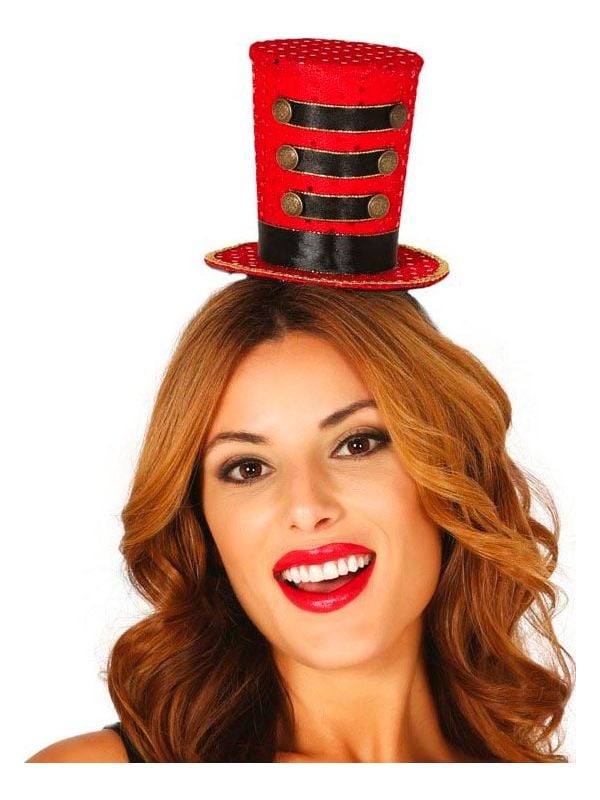 Hoge minihoed circus rood