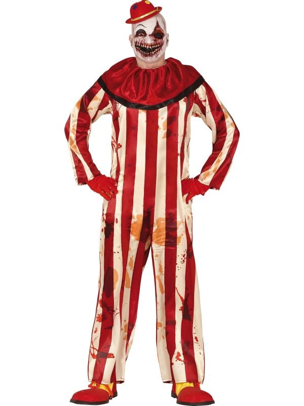 Horror clown gestreept kostuum