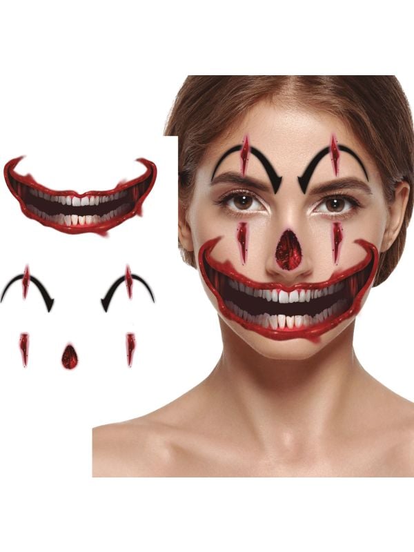 Horror clown gezichtstattoo