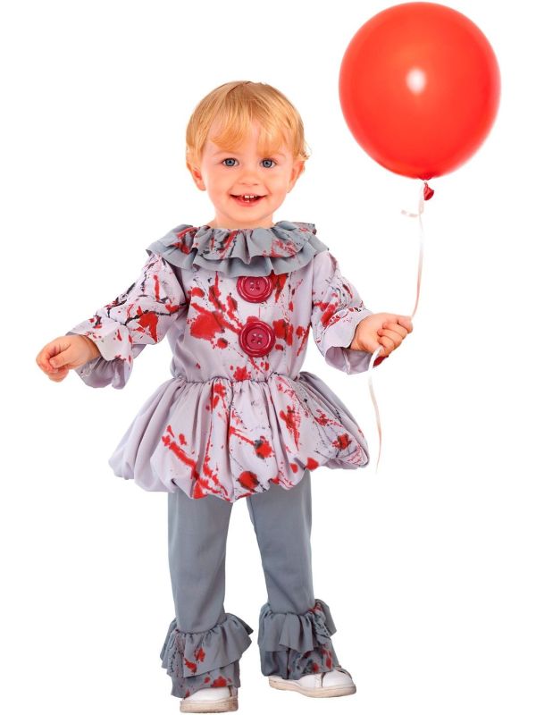 Horror Clown Pak Halloween Kind Jongens Meisjes Grijs