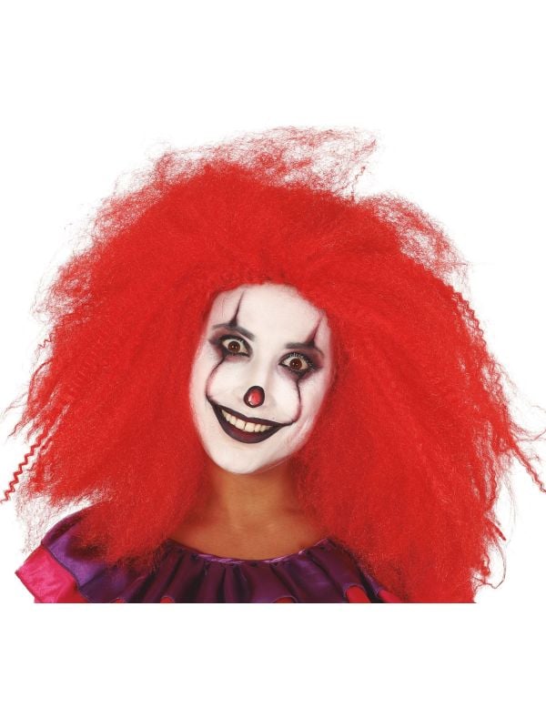 Horror clown pruik rood