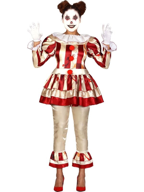 Horror clown rood goud kostuum