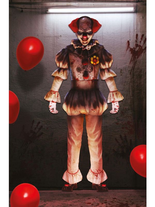 Horror clown wanddecoratie 180 cm halloween