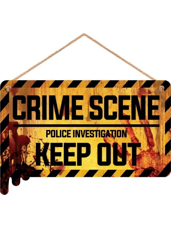 Houten "Crime scene" bord 35 x 20 cm halloween
