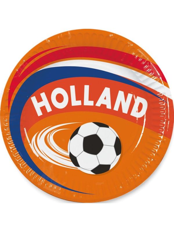 Hup Holland hup voetbal oranje bordjes 8 stuks