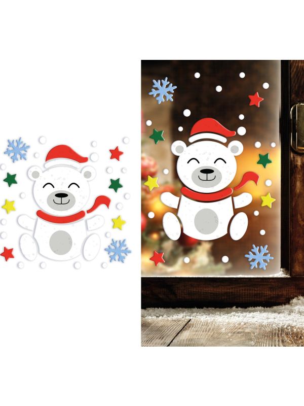 Ijsbeer raam stickers gel kerst