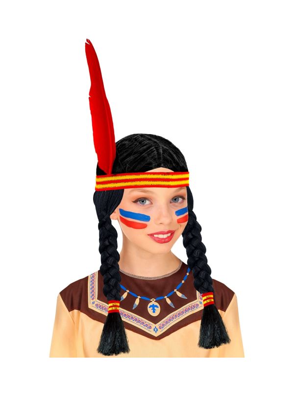 Indianen Pruik met Hoofdband Meisjes