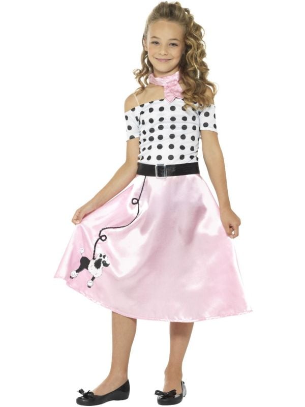 Jaren 50 grease outfit roze