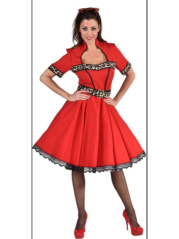 Jaren 50 jurkje rood en panter main product photo